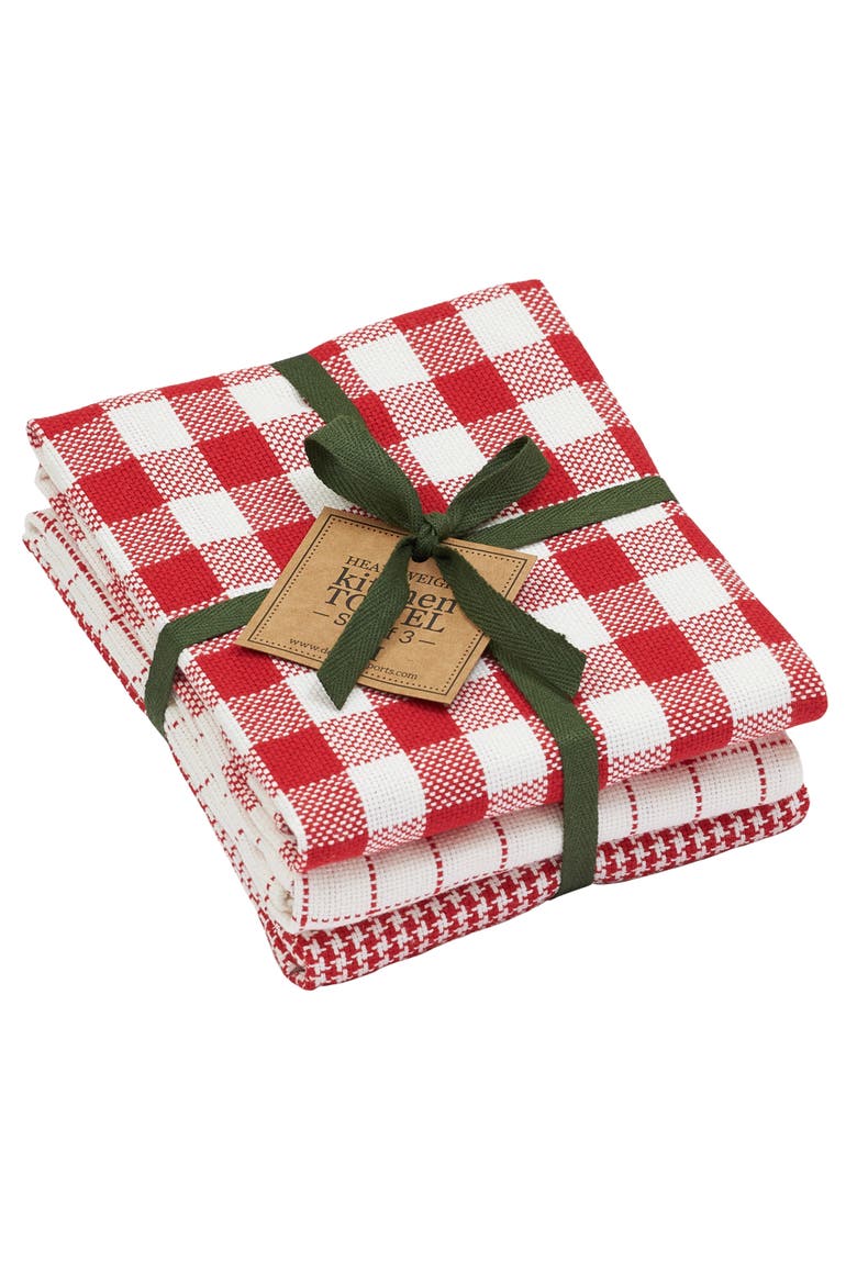 Heavyweight Essentials Dishtowel Set of 3, Alternate, color, Red