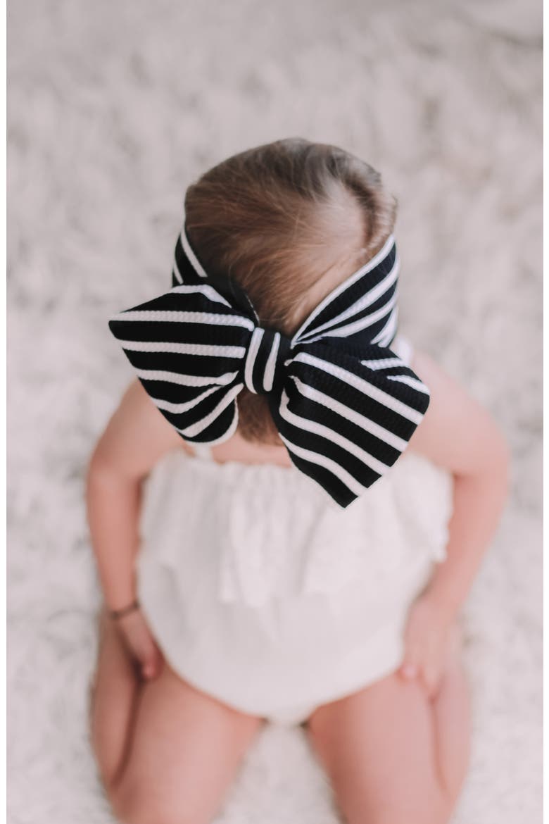 Stripes Stretch Head Wrap, Alternate, color, BLACK AND WHITE