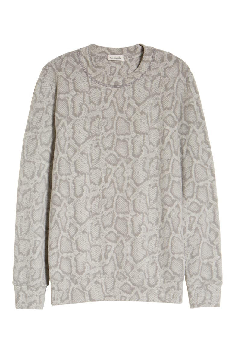 Snake Print Crewneck Sweater, Alternate, color, GRAY