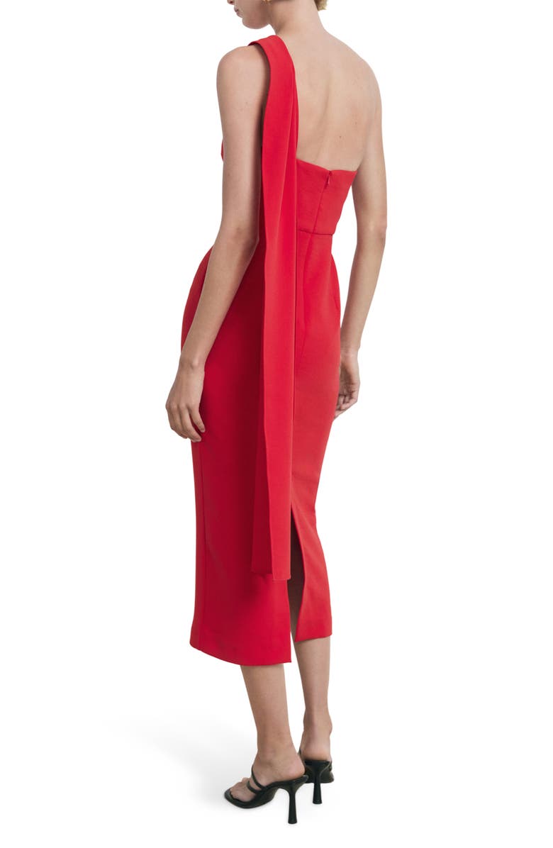 MANGO One-Shoulder Sheath Dress, Alternate, color, Red