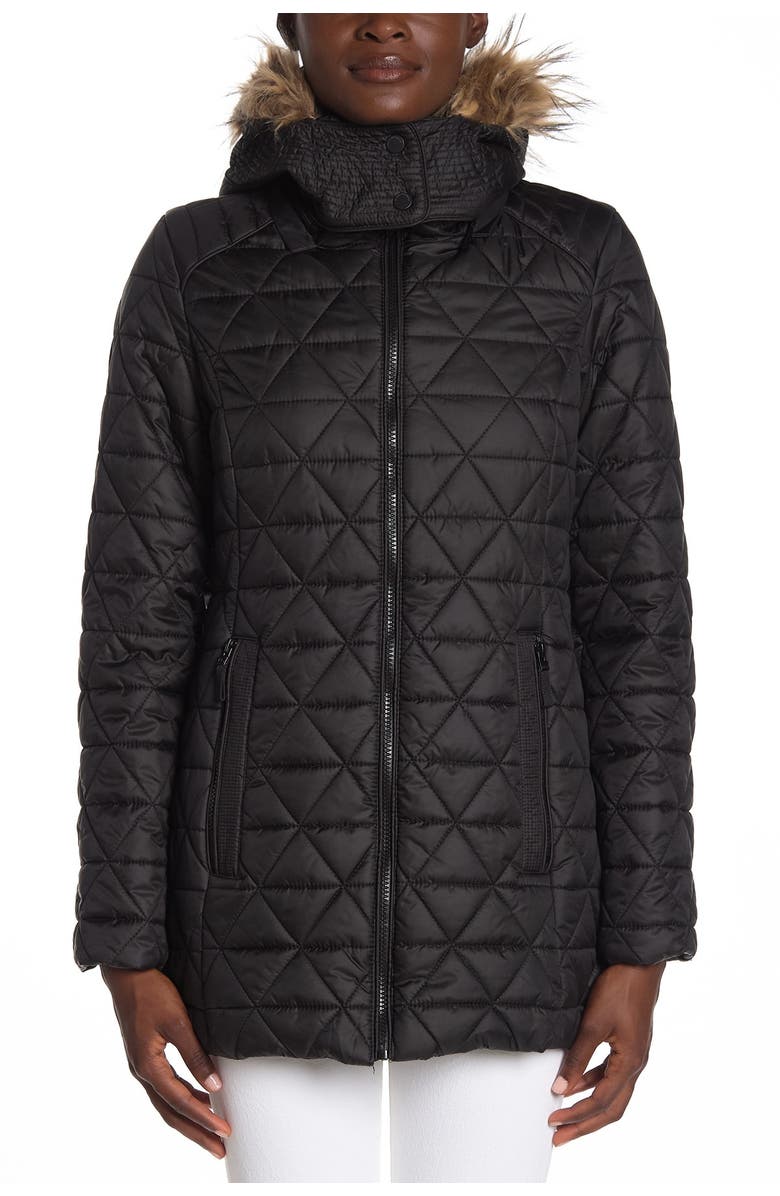 Marc New York Rosebank Quilted Faux Fur Trim Hood Coat, Alternate, color,