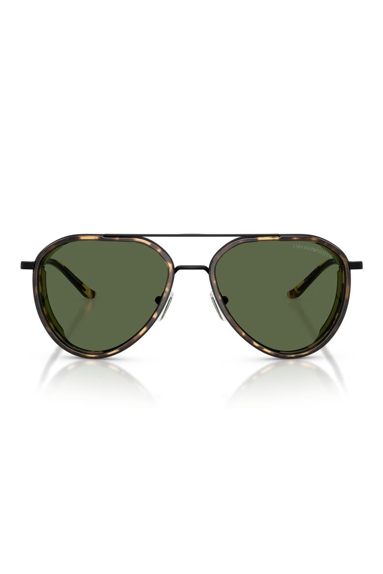 56mm Pilot Sunglasses, Main, color, MATTE BLACK / DARK GREEN