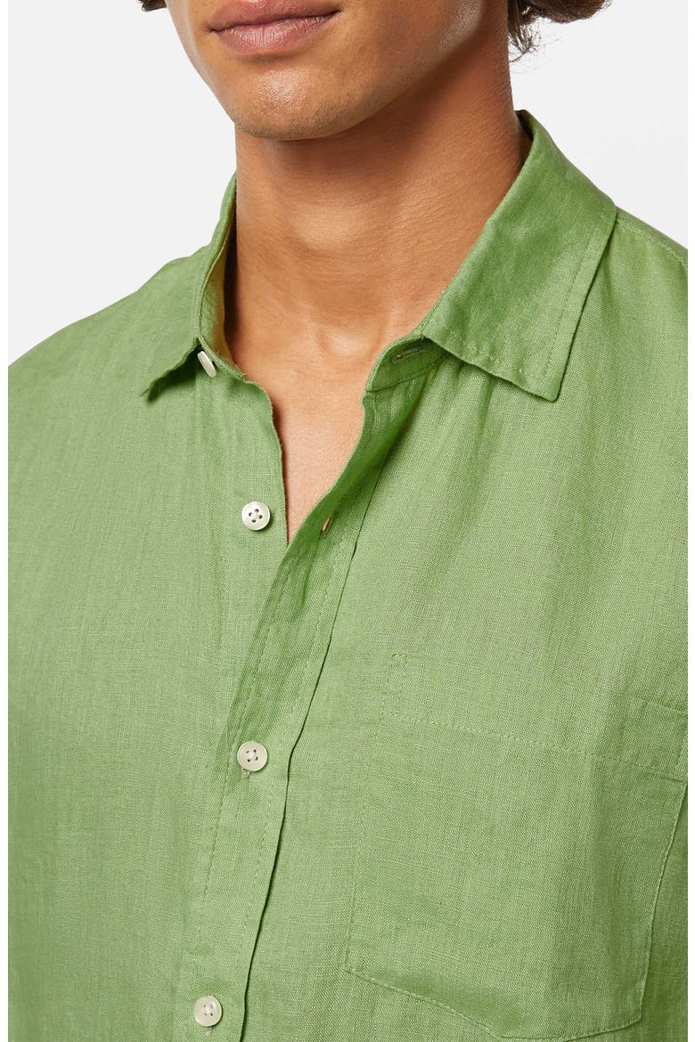 Short Sleeve Linen Button-Up Shirt, Alternate, color, PISTACHIO