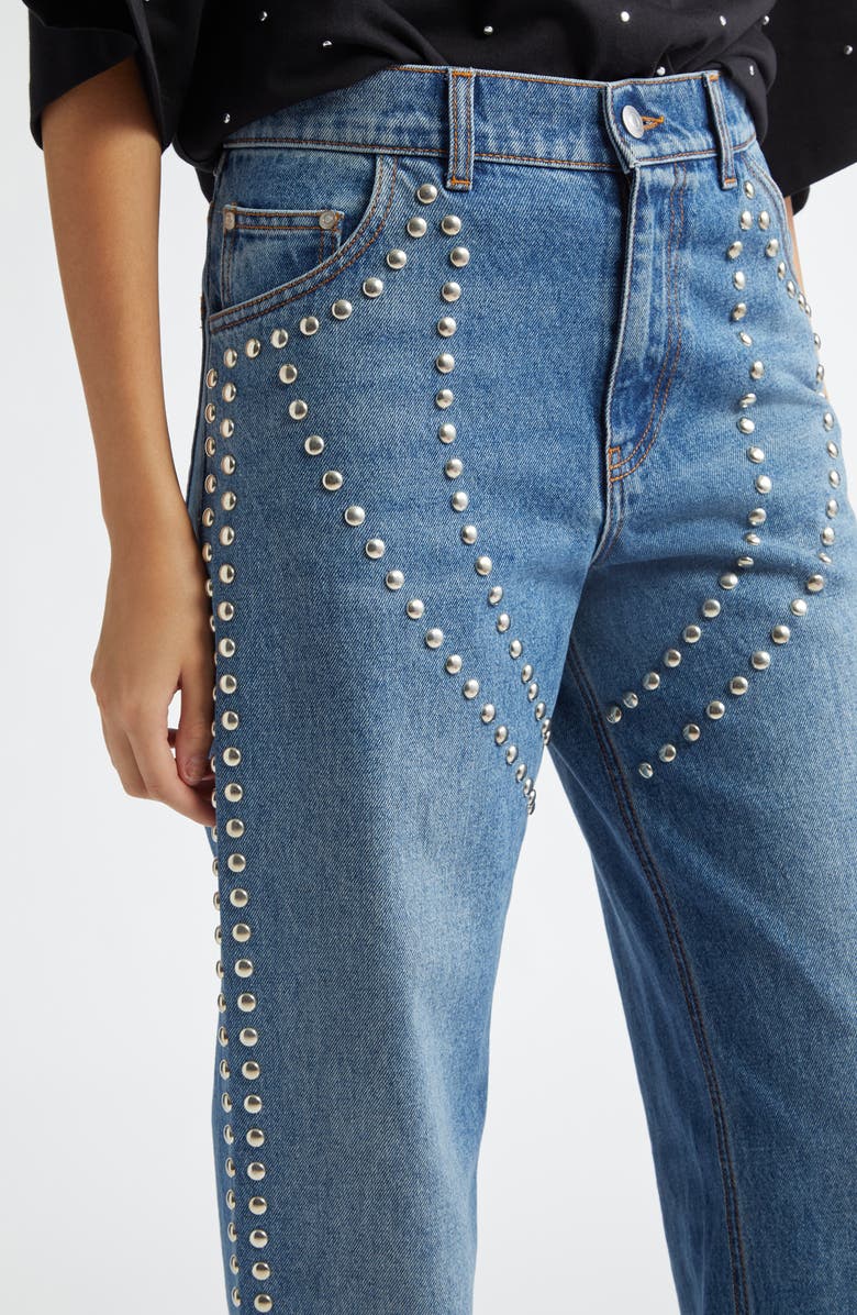 Stella McCartney Chaps Studded Denim Wide Leg Jeans, Alternate, color, 