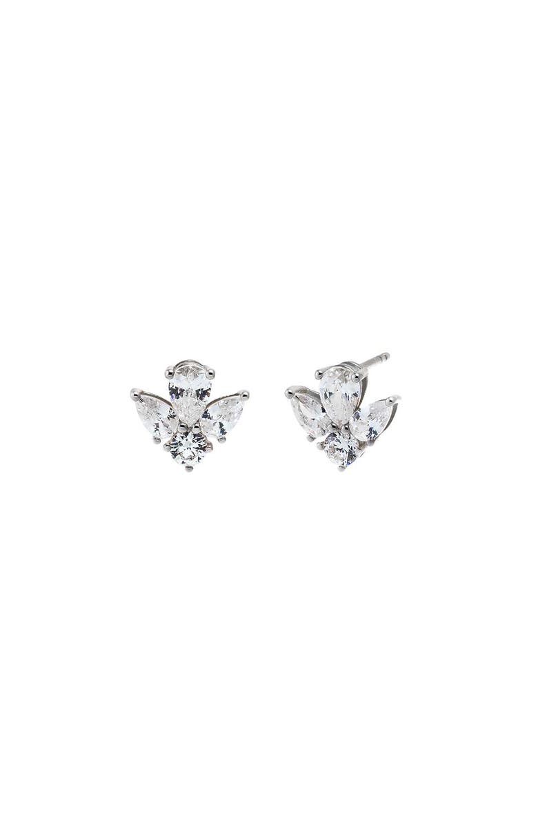 BY ADINA EDEN CZ Pear Cluster Stud Earring, Main, color, Silver