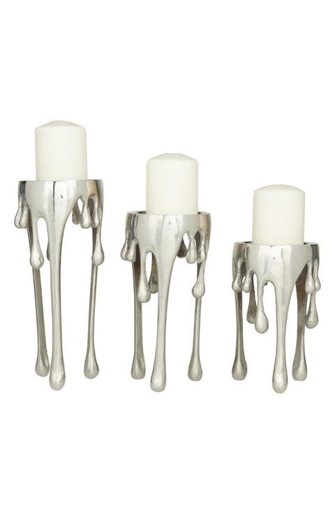 Set of 3 Melting Wax Pillar Candleholders