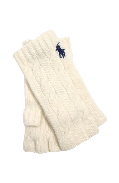 Polo Ralph Lauren Wool Cashmere Classic Cable Fingerless Glove In White