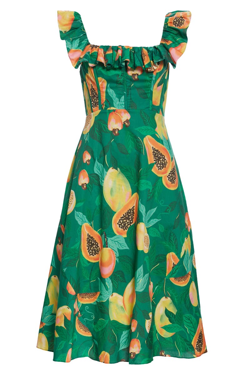 FARM Rio Green Papaya Salad Cotton Dress, Alternate, color,