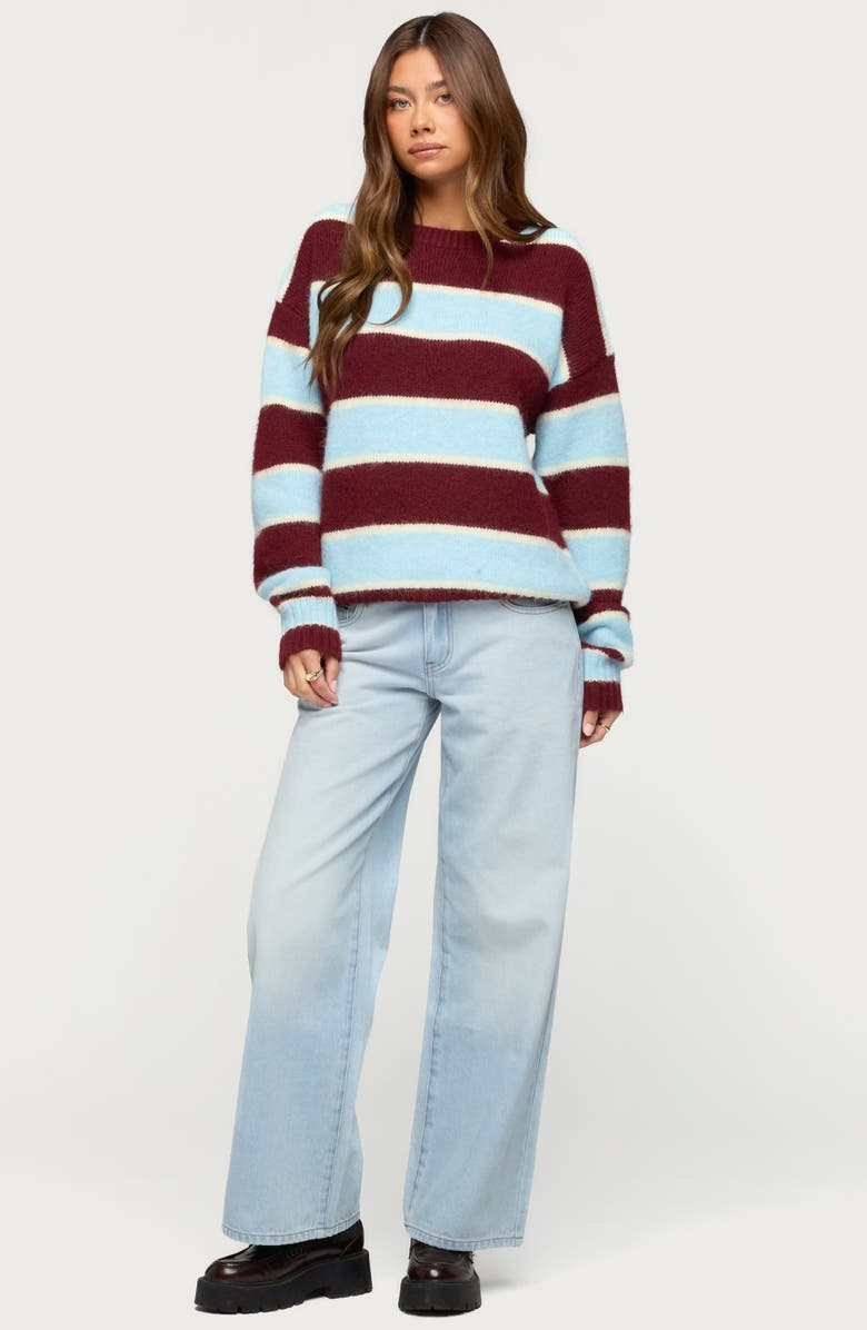 EDIKTED Conrad Stripe Sweater, Alternate, color, Burgundy-And-Blue