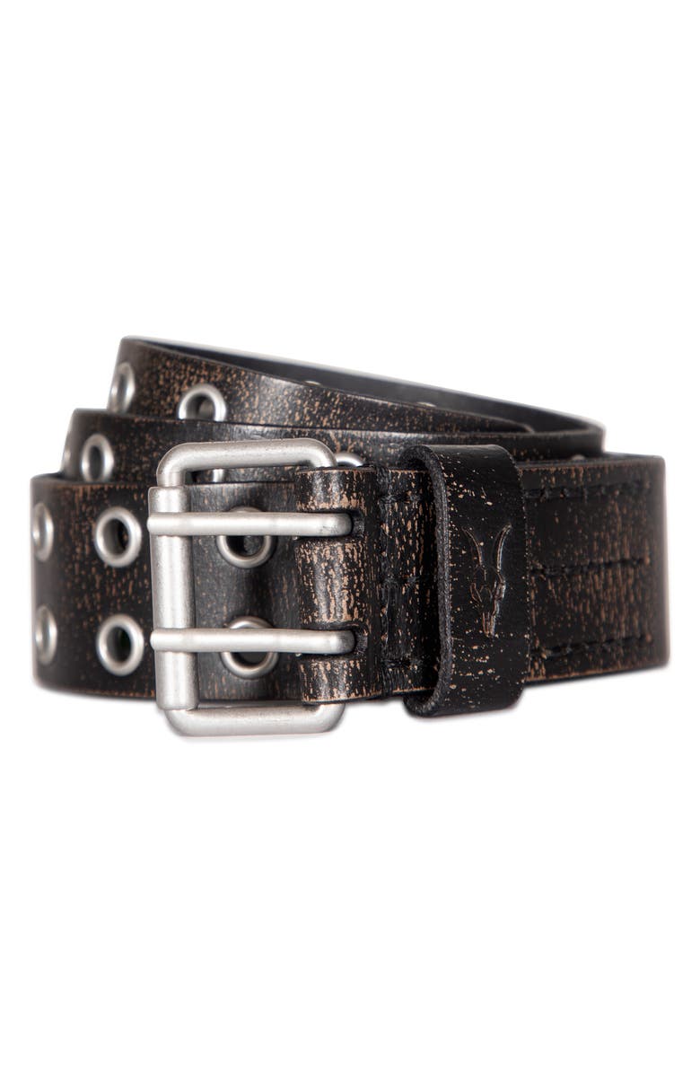 AllSaints Sturge Double Prong Leather Belt, Main, color, 