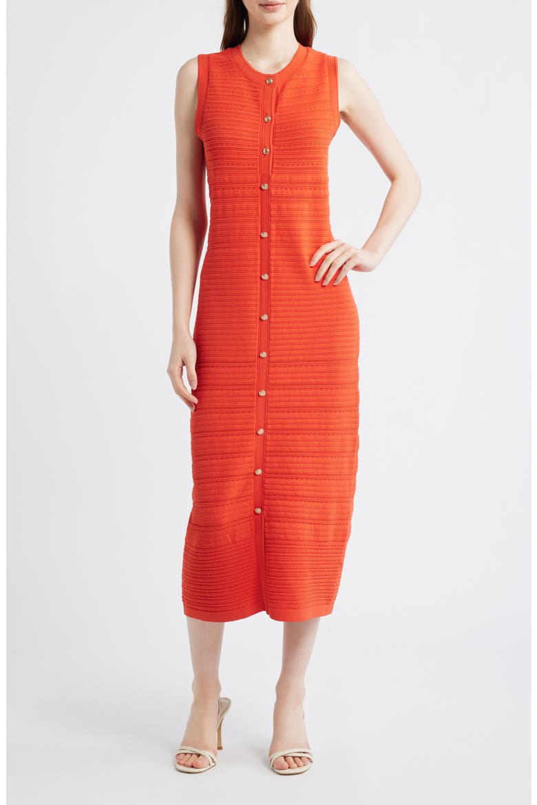 The Alessandra Sleeveless Button Front Knit Midi Dress, Main, color, ORANGE DREAM