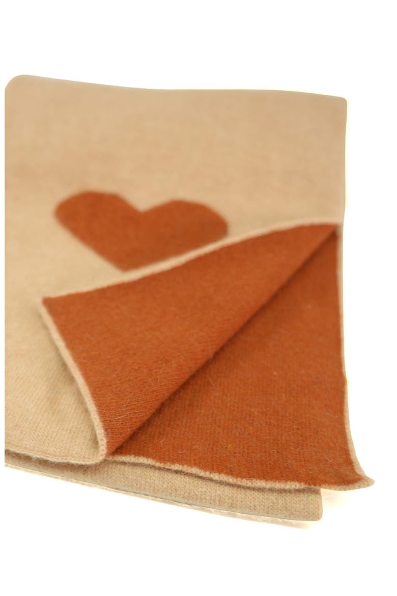 Heart Two Tone Wool Blend Scarf, Alternate, color, PESCA/ TOAST