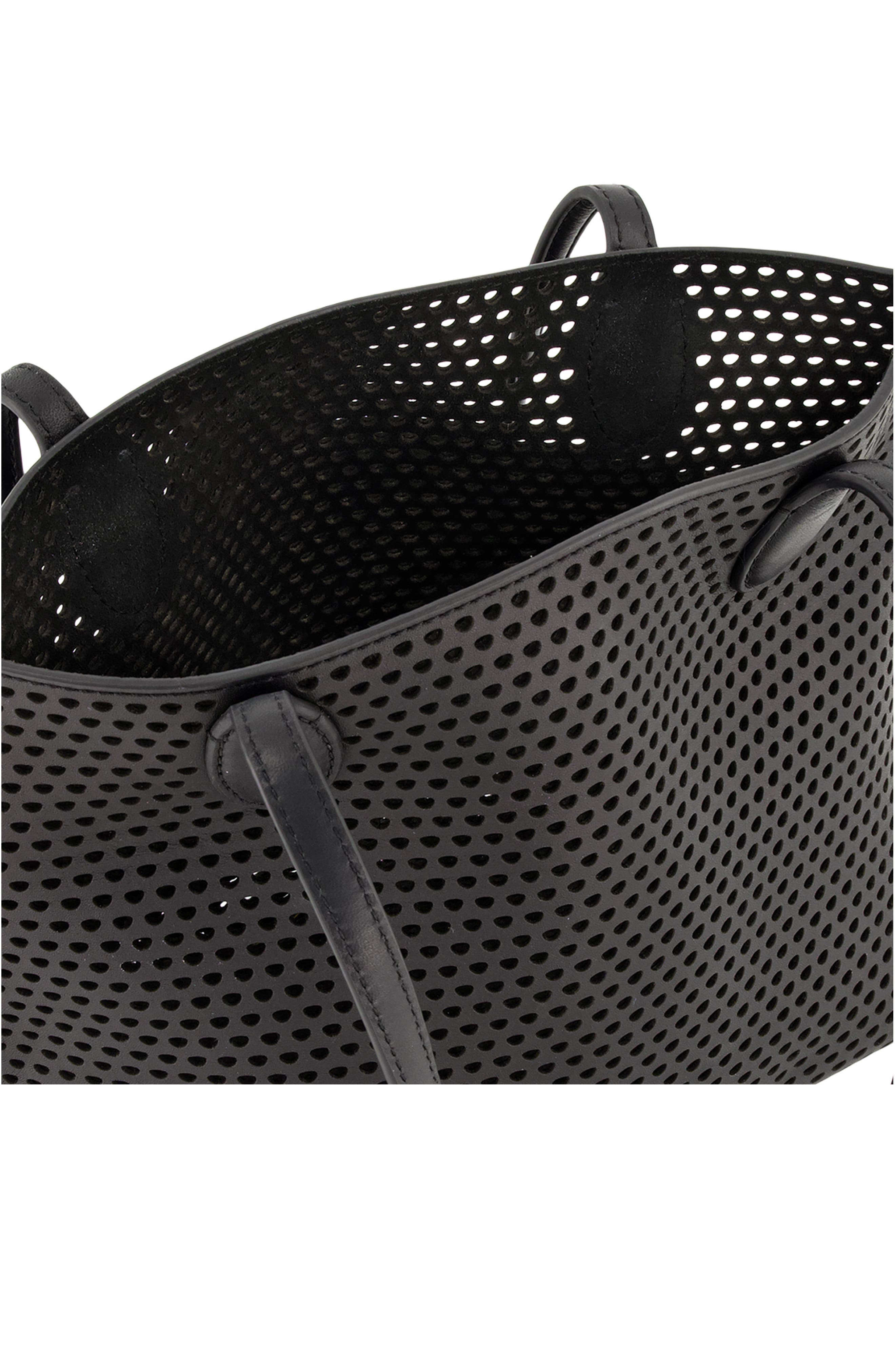 Vince Small Athene Perforated Nappa Leather Tote, Alternate, color, Black