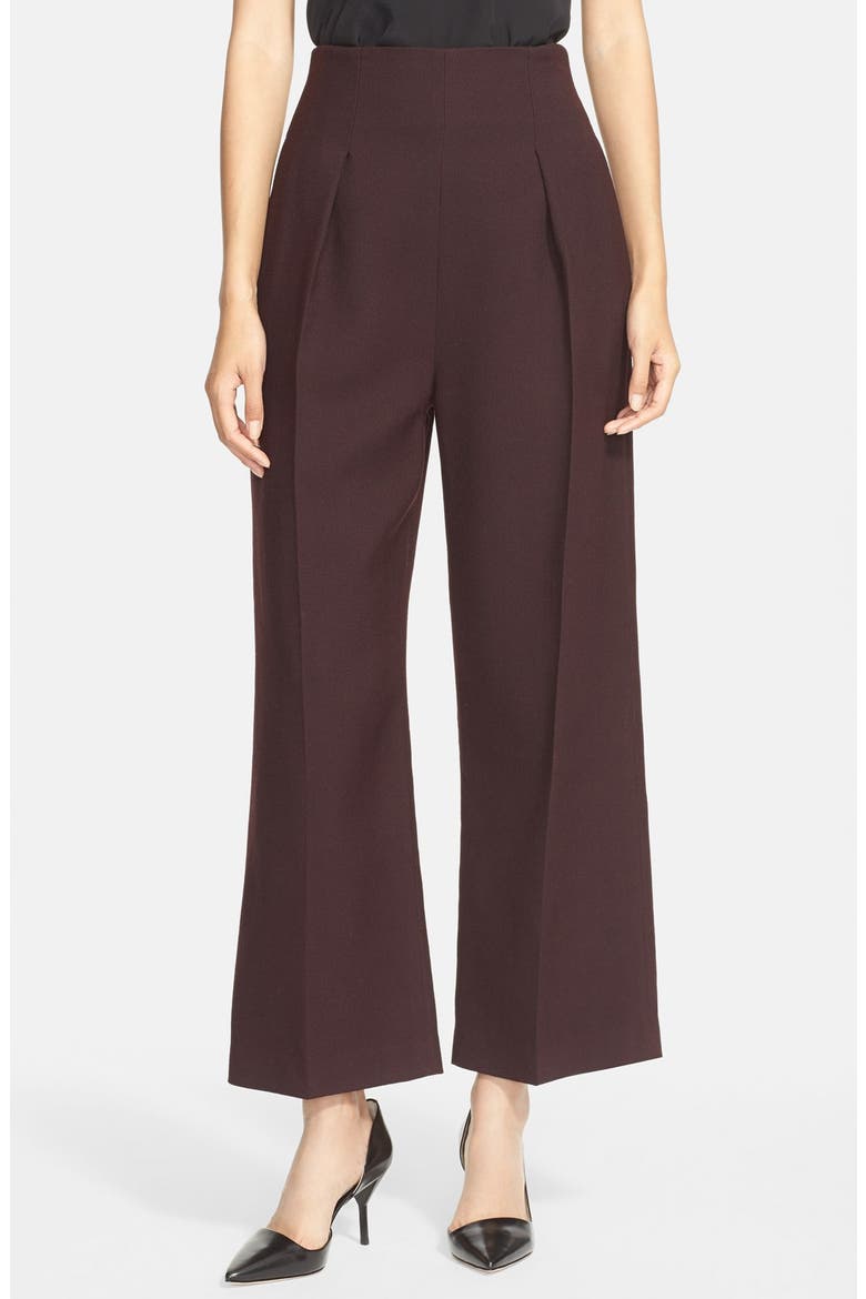 Wide Leg Silk Trousers, Main, color, PORT