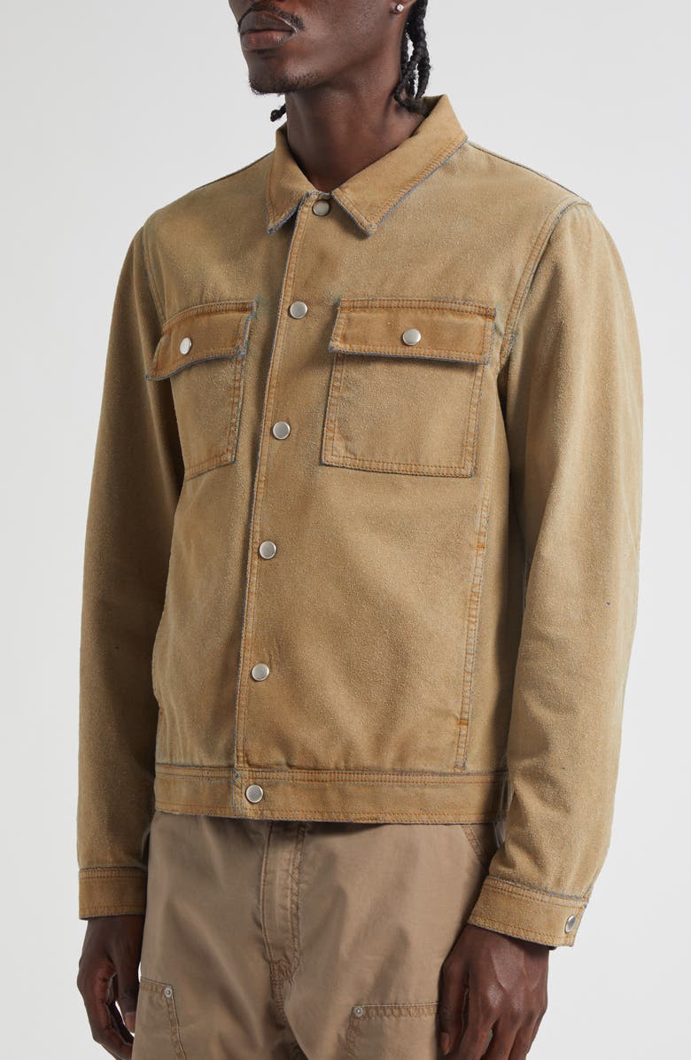 MM6 Maison Margiela Faux Suede Bonded Denim Jacket, Alternate, color, Sand