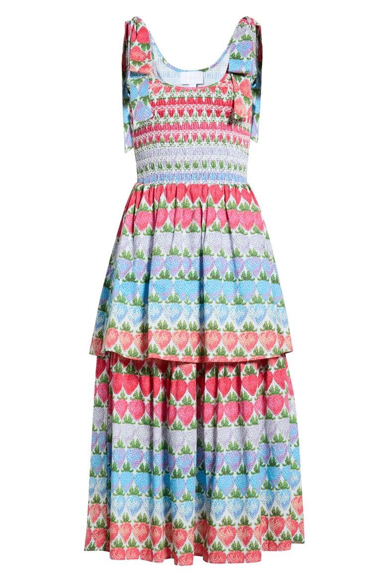 Berry Burst Kasia Sleeveless Smocked Midi Dress, Alternate, color, PURPLE MULTI