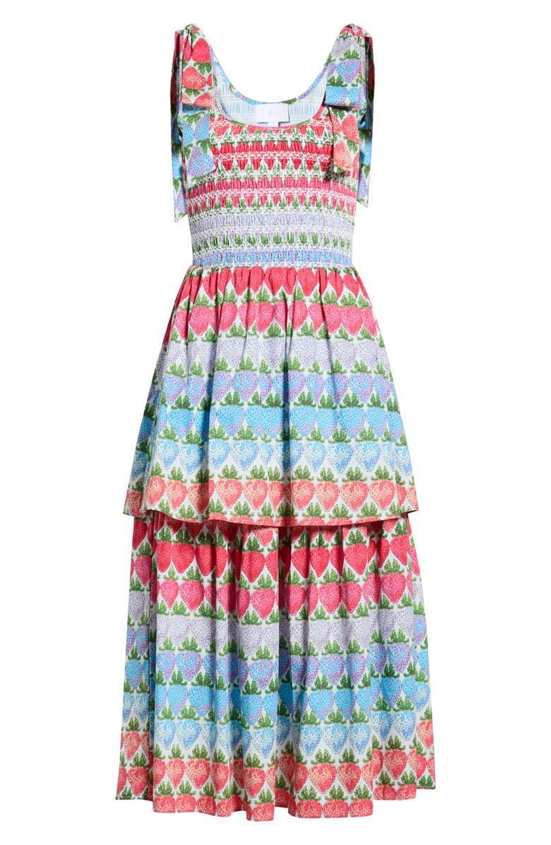 SUGARLIPS Berry Burst Kasia Sleeveless Smocked Midi Dress, Main, color, Purple Multi