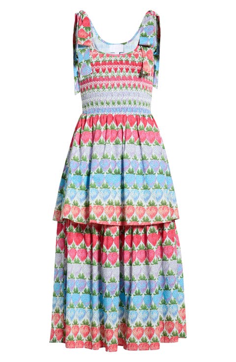 Berry Burst Kasia Sleeveless Smocked Midi Dress
