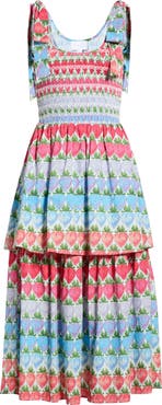 SUGARLIPS Berry Burst Kasia Sleeveless Smocked Midi Dress