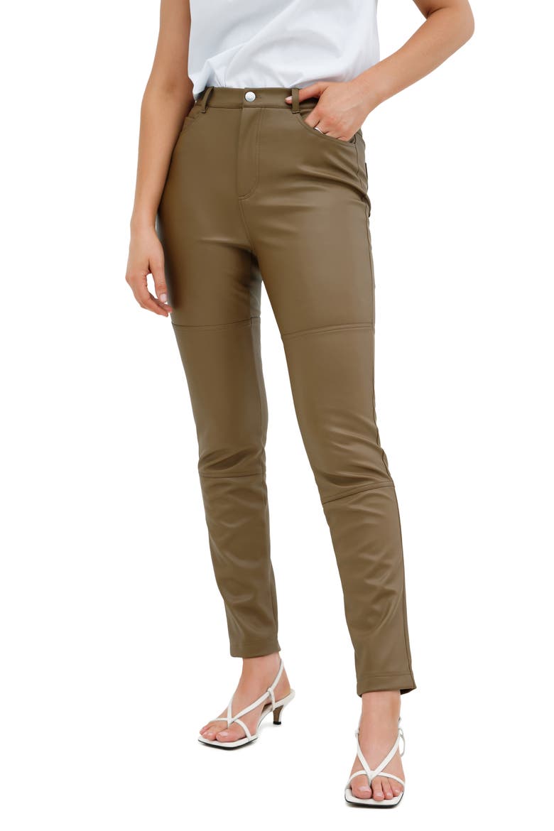 Mei Faux Leather Pants, Alternate, color, TAUPE