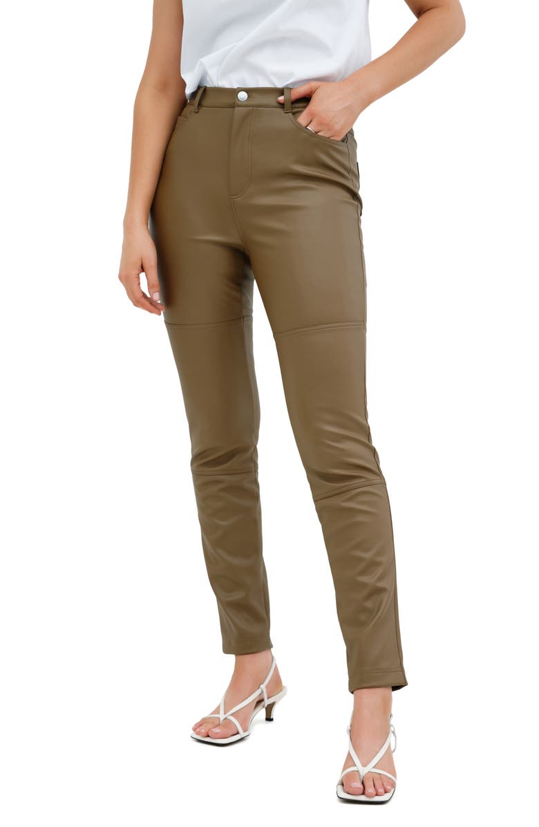 Marcella Mei Faux Leather Pants, Alternate, color, Taupe