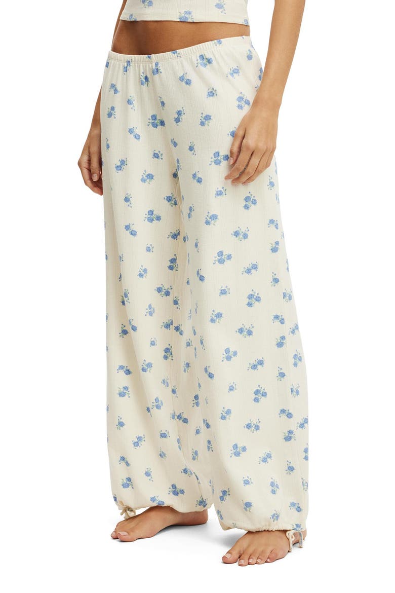 Women's Dreamy Soft Pointelle Wide Leg Pant, Alternate, color, Penelope Floral Oat Milk