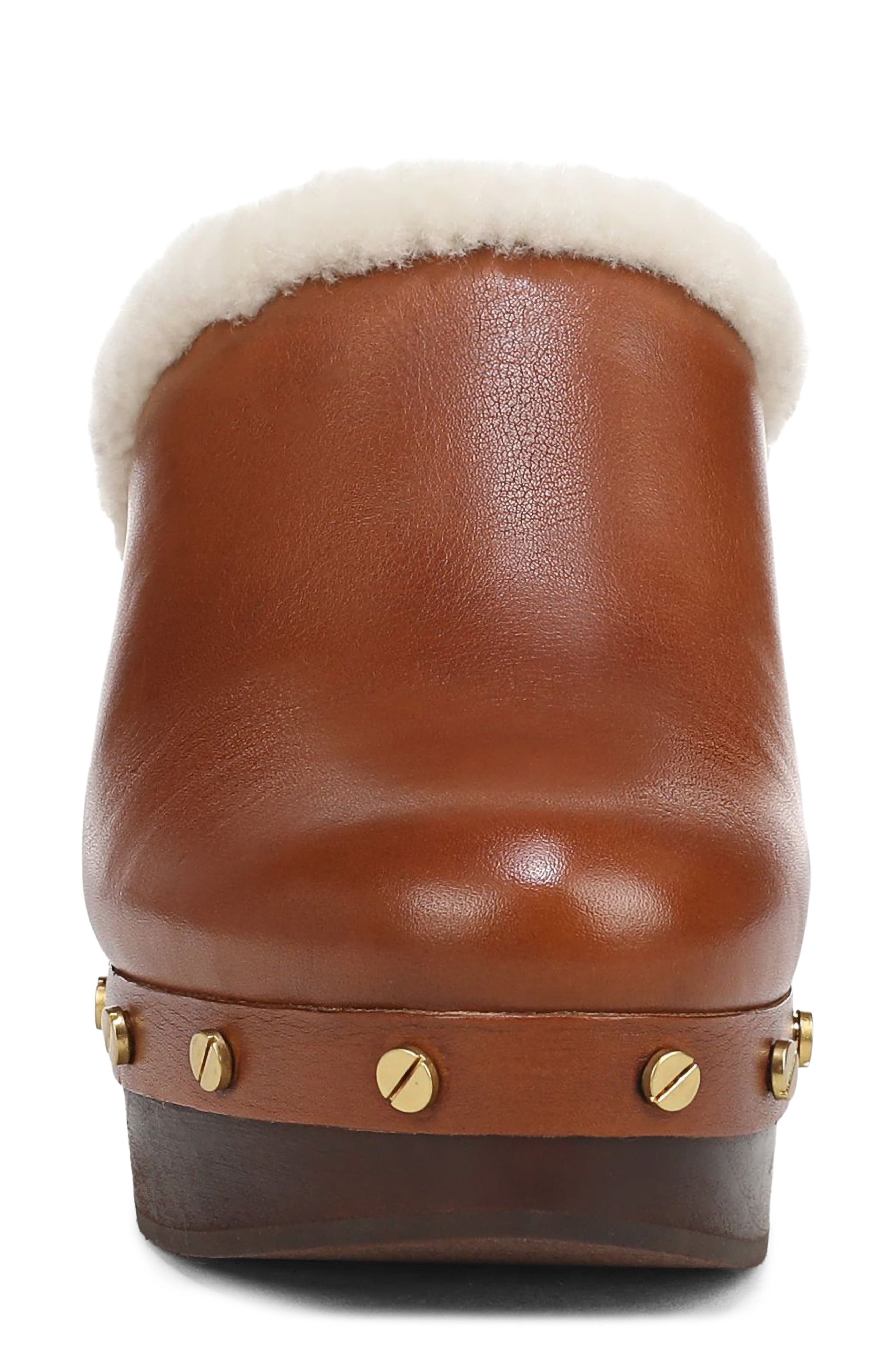 Larken Leather Clog with Genuine Shearling Trim, Alternate, color, HAZELWOOD LEATHER