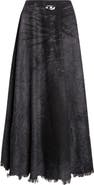 DIESEL® De-Hannie-Fsh Frayed Hem Lasered Denim Maxi Skirt