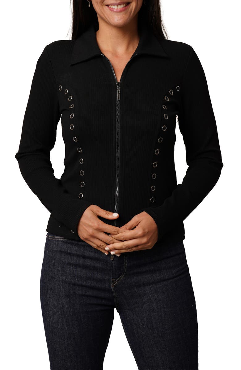 CYRUS Grommet Trim Rib Top, Main, color, Black