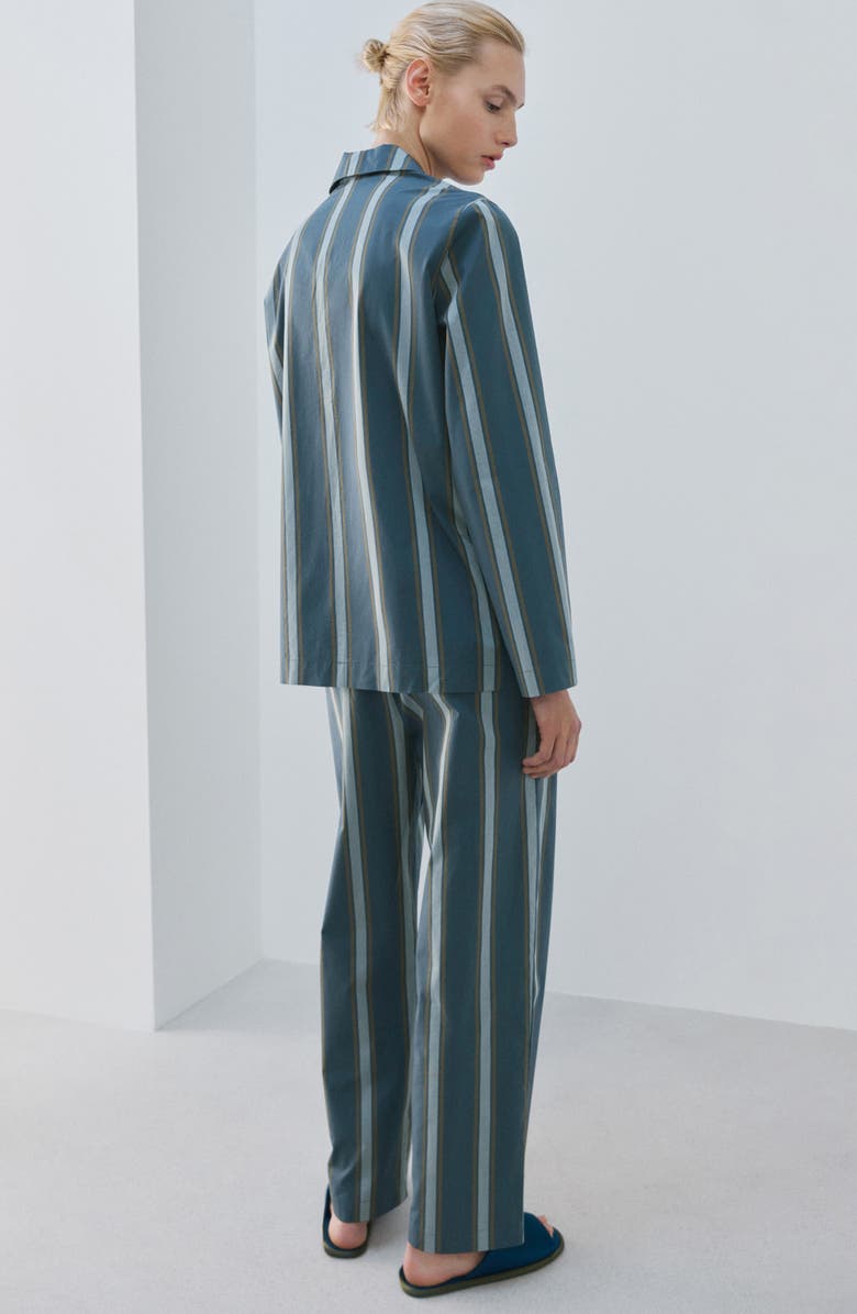 MANGO Stripe Cotton Pajama Pants, Alternate, color, Turquoise