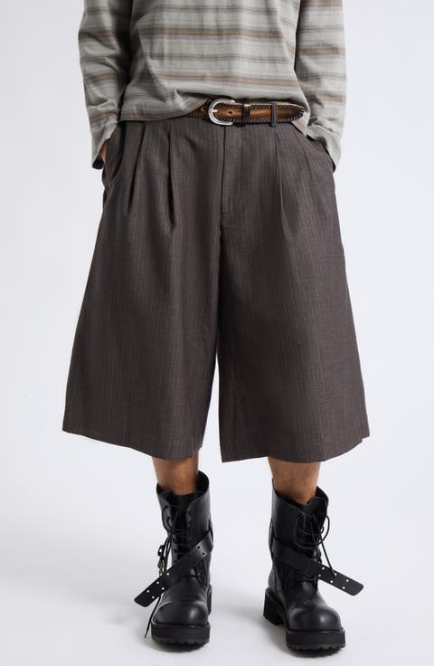 Split Wide Leg Pleated Shorts