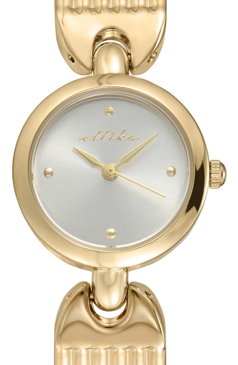 Ettika Ribbed Quartz Bracelet Watch, 24mm x 33.5mm, Alternate, color, Vanilla And Gold