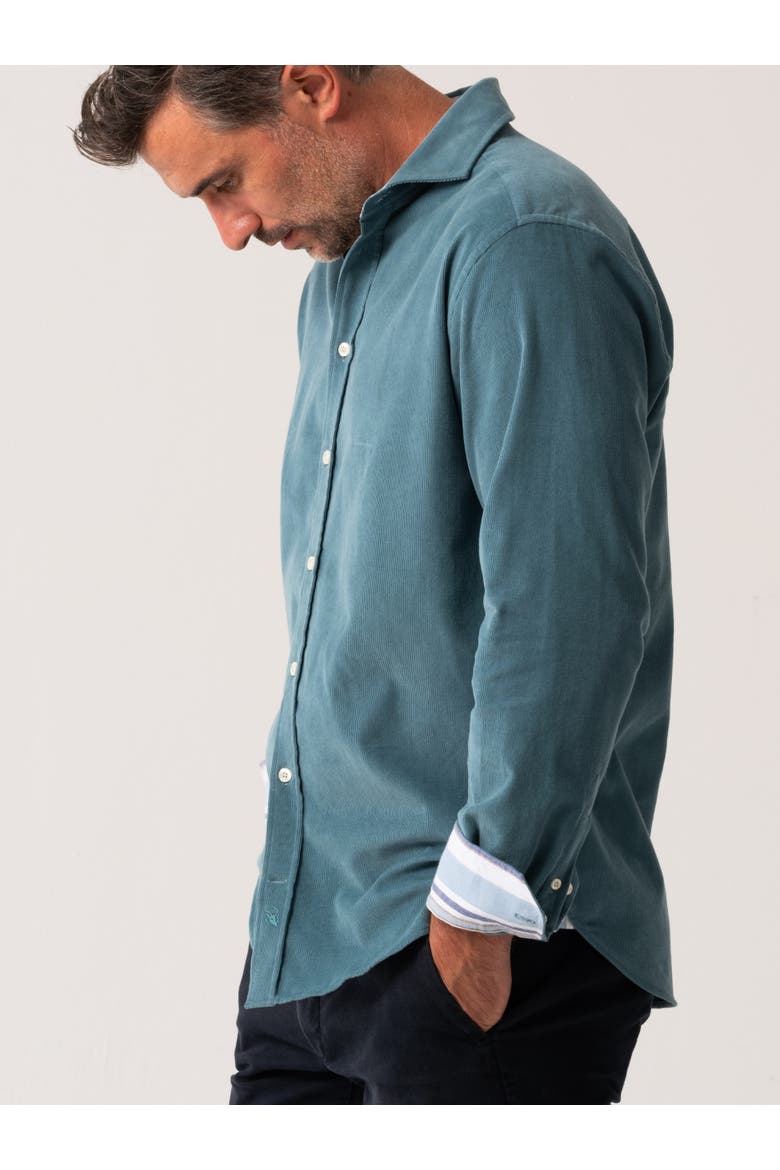 Corduroy Long Sleeve Shirt, Alternate, color, Petrol Blue