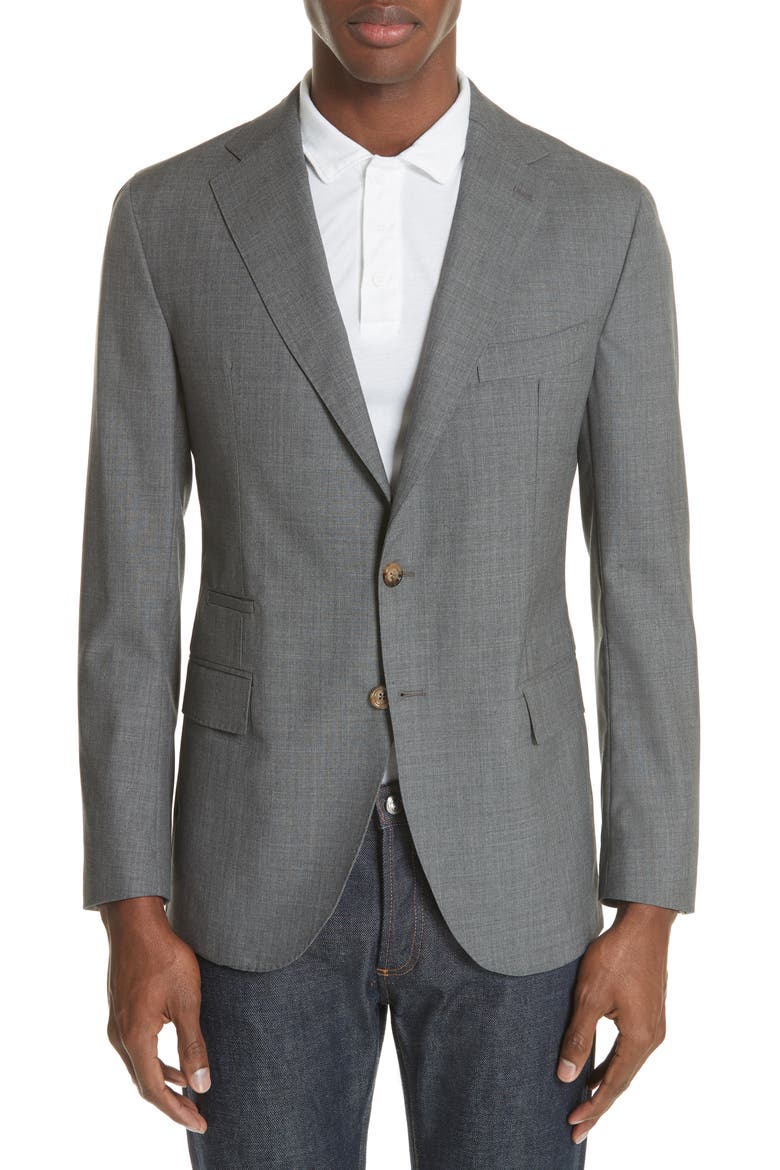 Slim Fit Wool Blazer, Main, color, GREY MELANGE
