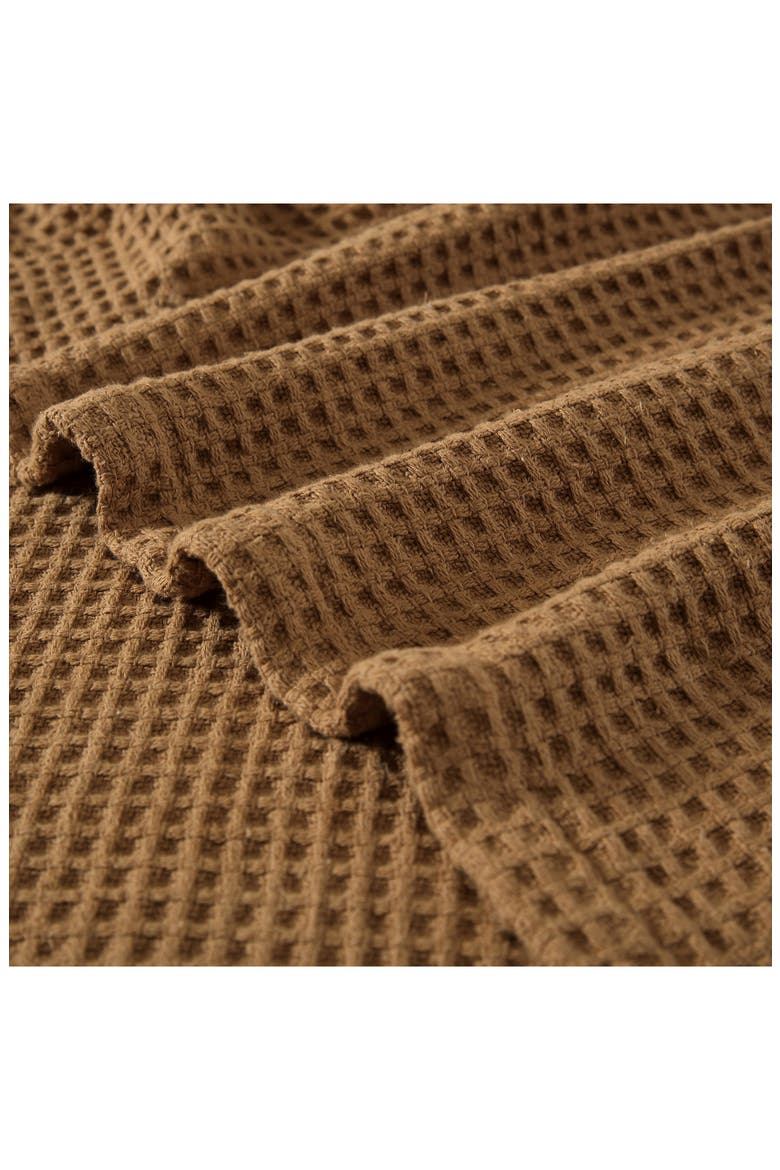 Waffle Knit Throw Blanket, Alternate, color, MEDIUM BROWN