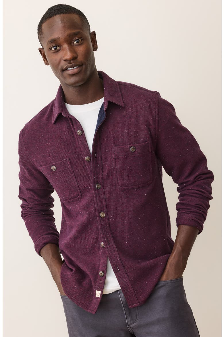 Pacifica Nep Stretch Twill Overshirt, Alternate, color, BURGUNDY NEPS