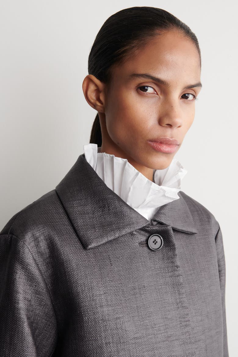 Textured Single-Breasted Coat, Alternate, color, CHARCOAL