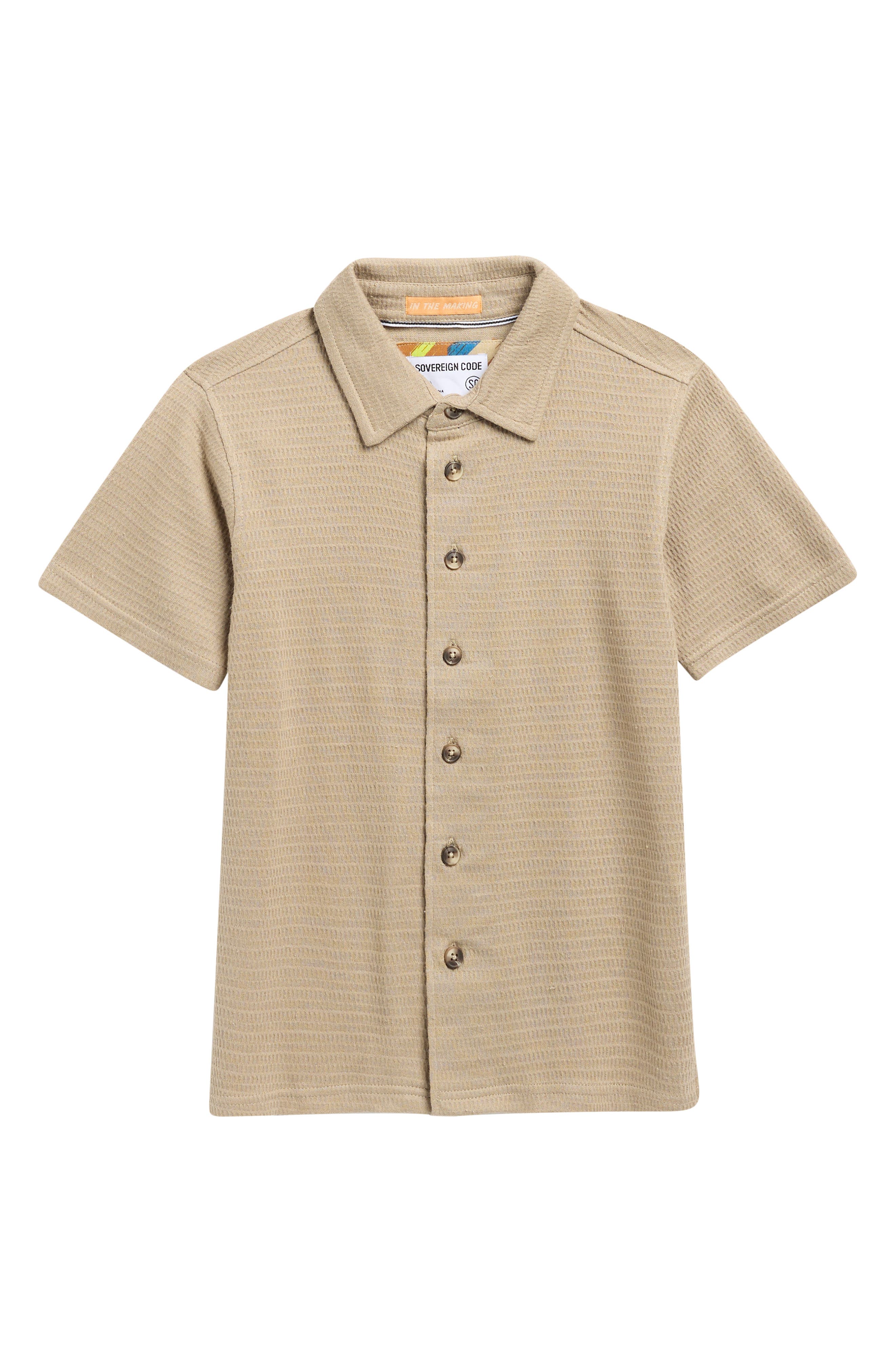 Sovereign Code Kids' Knoven Connect Short Sleeve Button-up Shirt In Brown