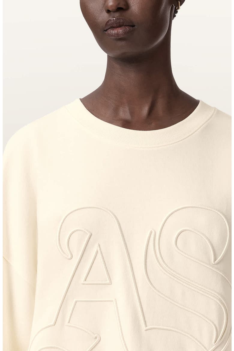 Lila Embroidered Oversize Cotton Sweatshirt, Alternate, color, PEBBLE WHITE