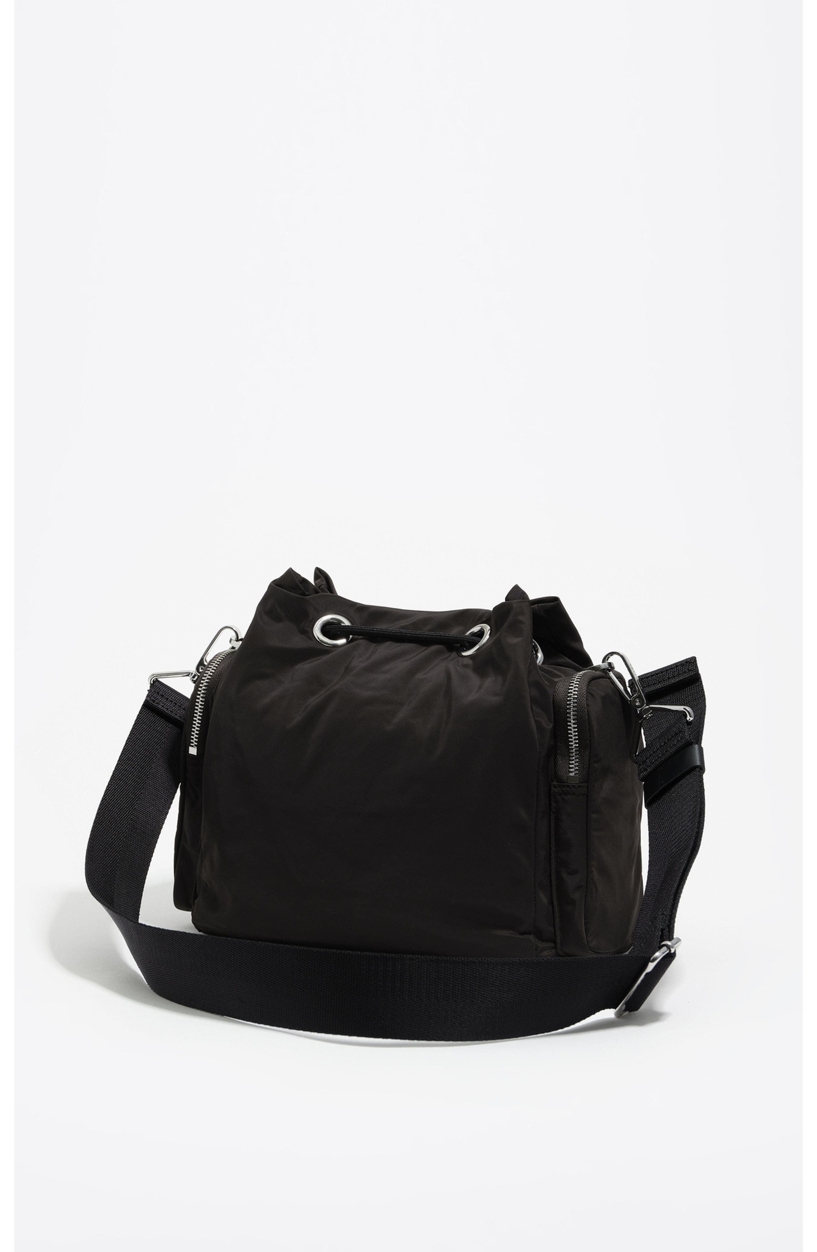 Bimba y Lola Nylon Pocket Bucket Bag, Alternate, color, Charcoal