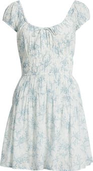 PAIGE Rosewood Shirred Bodice Cotton Mini Sundress
