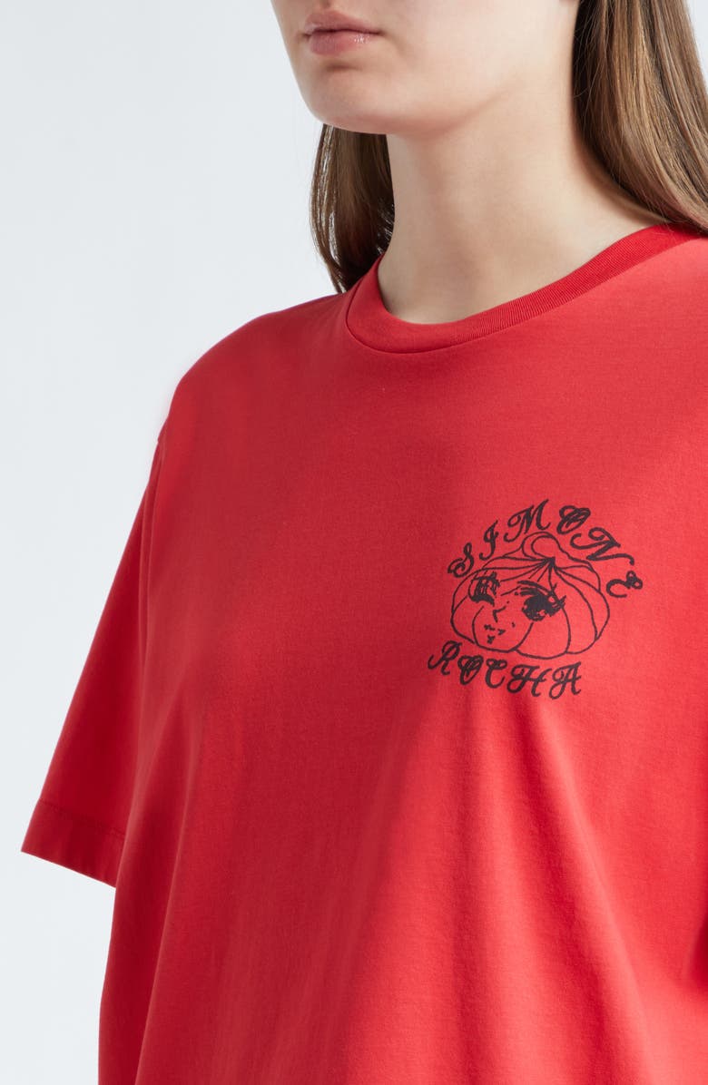Simone Rocha Dim Sum Logo Print T-Shirt, Alternate, color, Red/ Black