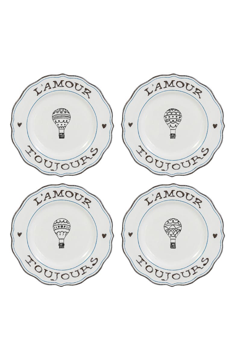 Juliska L'Amour Toujours 16-Piece Dinnerware Set, Alternate, color, Whitewash Black