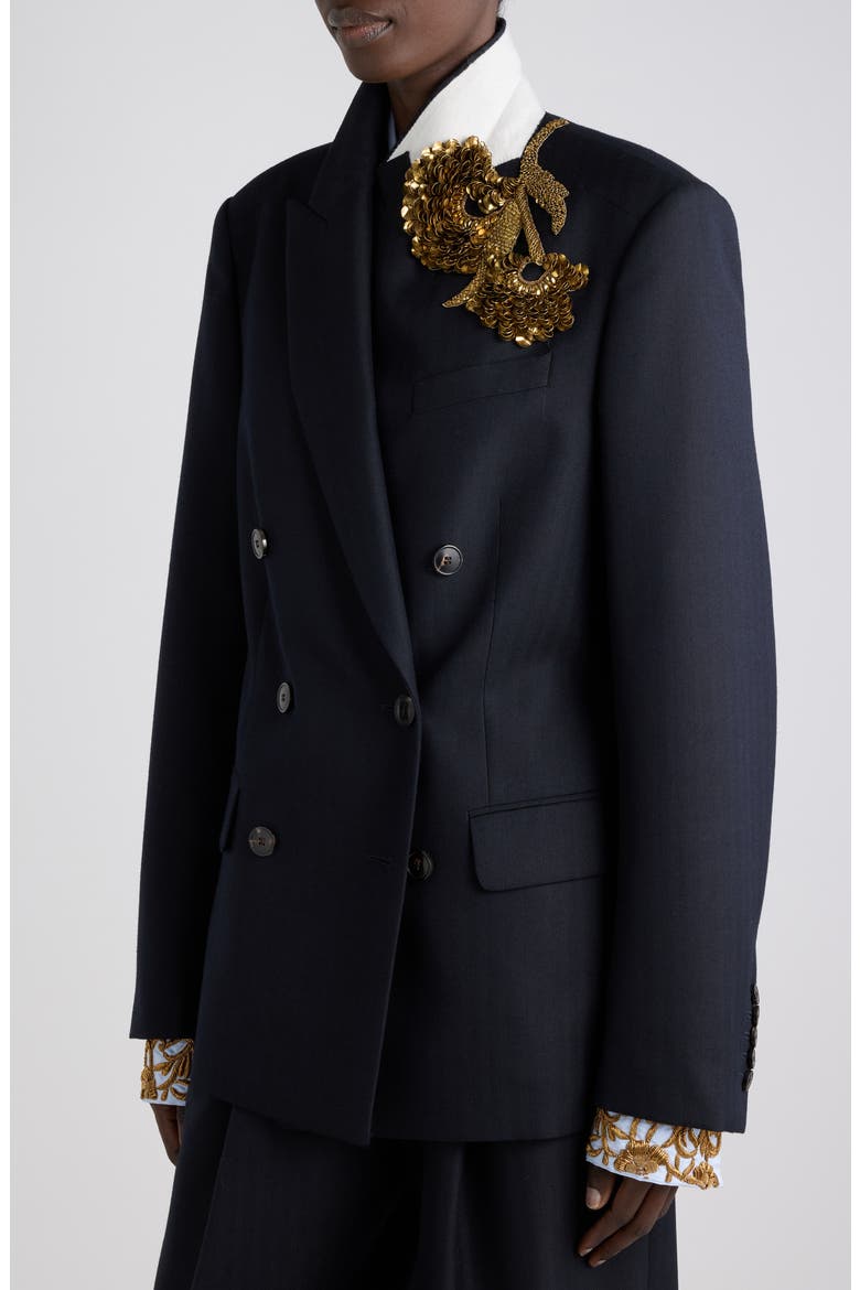 Barrysta Embroidered Herringbone Wool Jacket, Alternate, color, NAVY