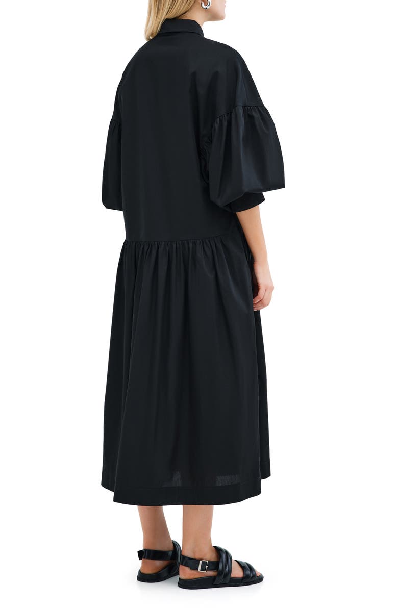 Marcella Ada Cotton Poplin Midi Shirtdress, Alternate, color, Black