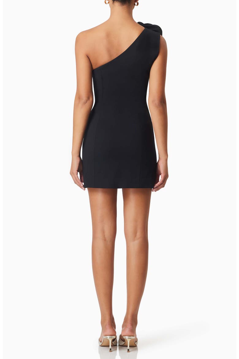 Halona Floral Detail One-Shoulder Cocktail Minidress, Alternate, color, BLACK