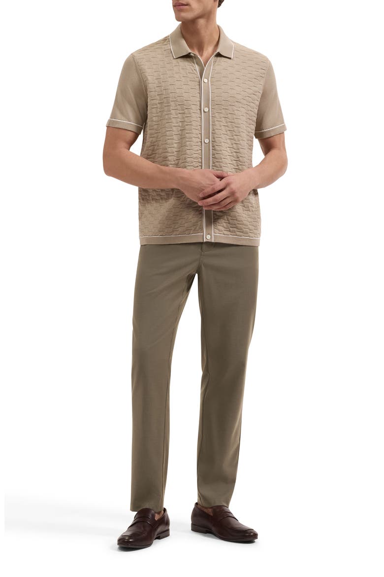 Short Sleeve Full Button Sweater, Alternate, color, COBBLESTONE