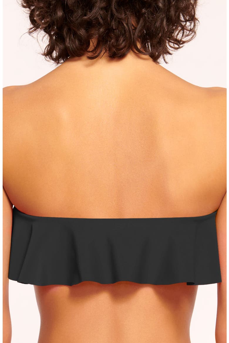 Cecile Ruffle Strapless Bikini Top, Alternate, color, BLACK