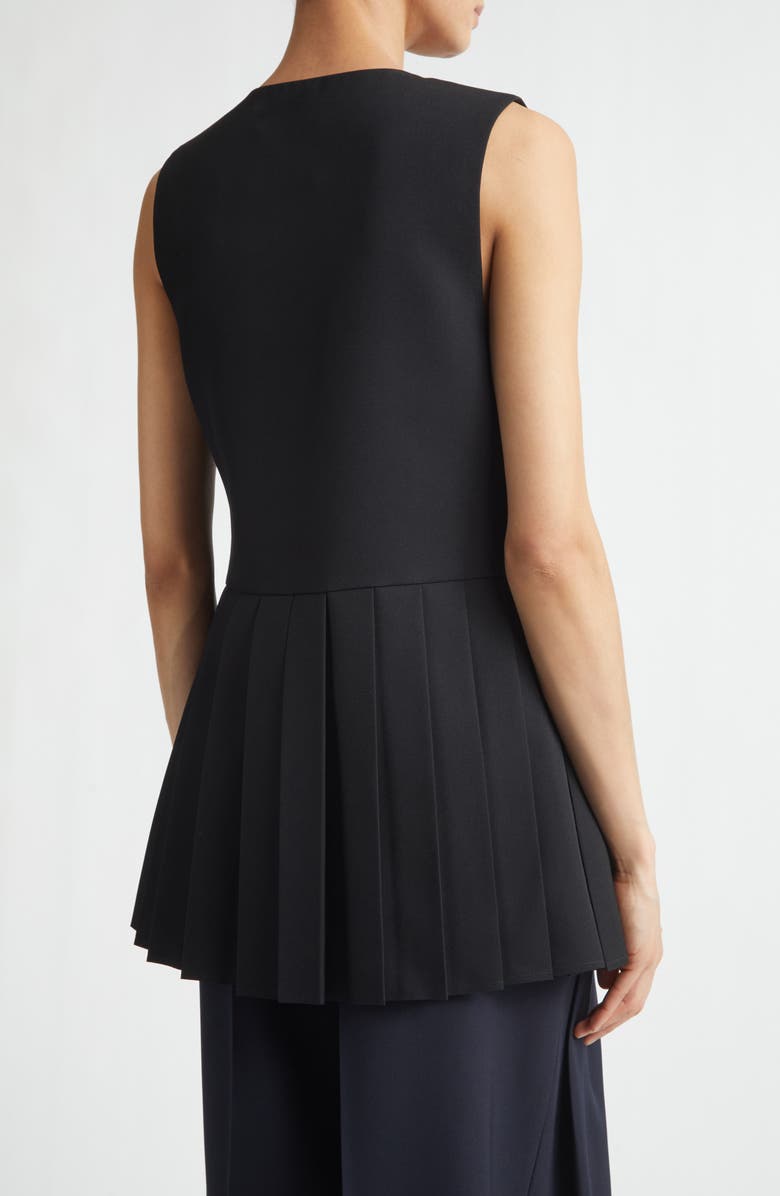 Jil Sander Pleated Wool Gabardine Top, Alternate, color, Black