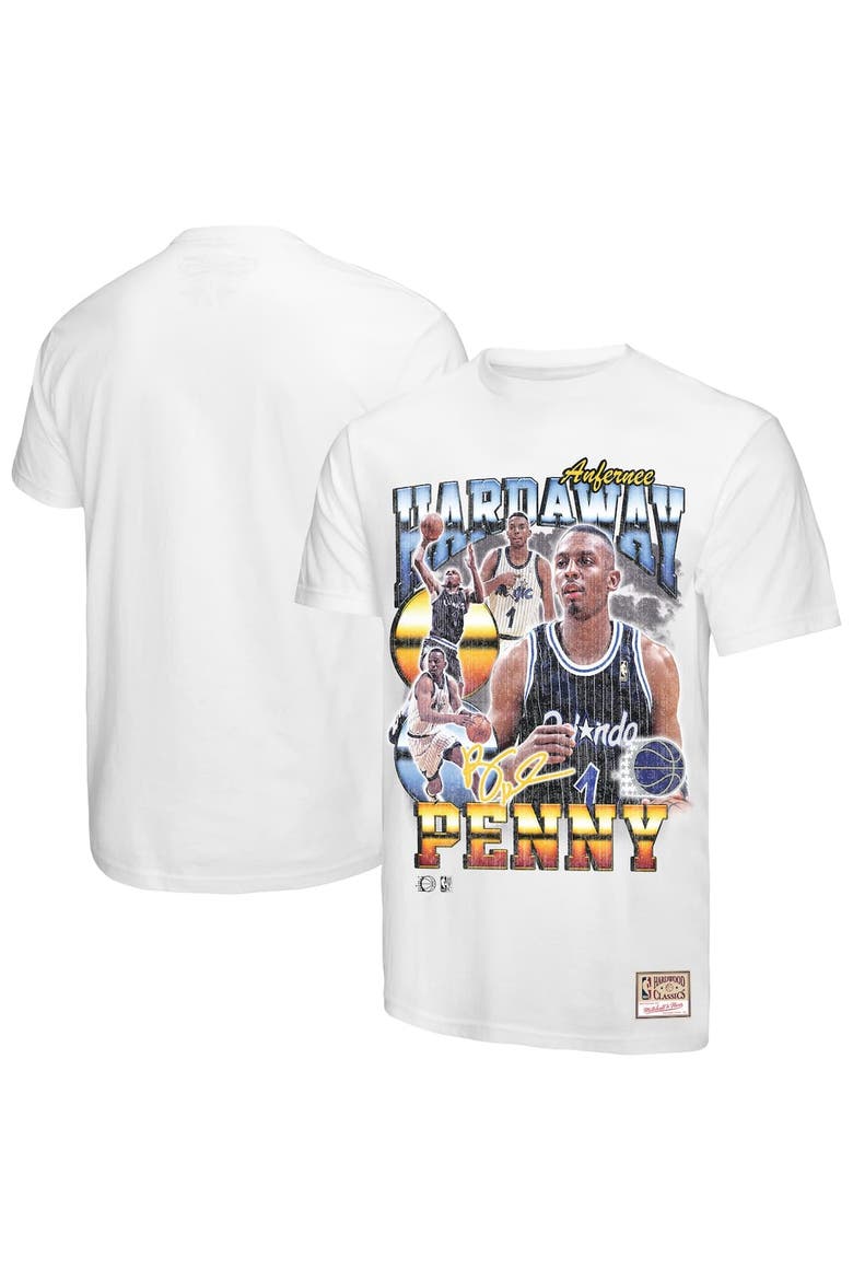 Men's Mitchell & Ness Penny Hardaway White Orlando Magic Hardwood Classics Commemorative Player Collage T-Shirt, Alternate, color, White